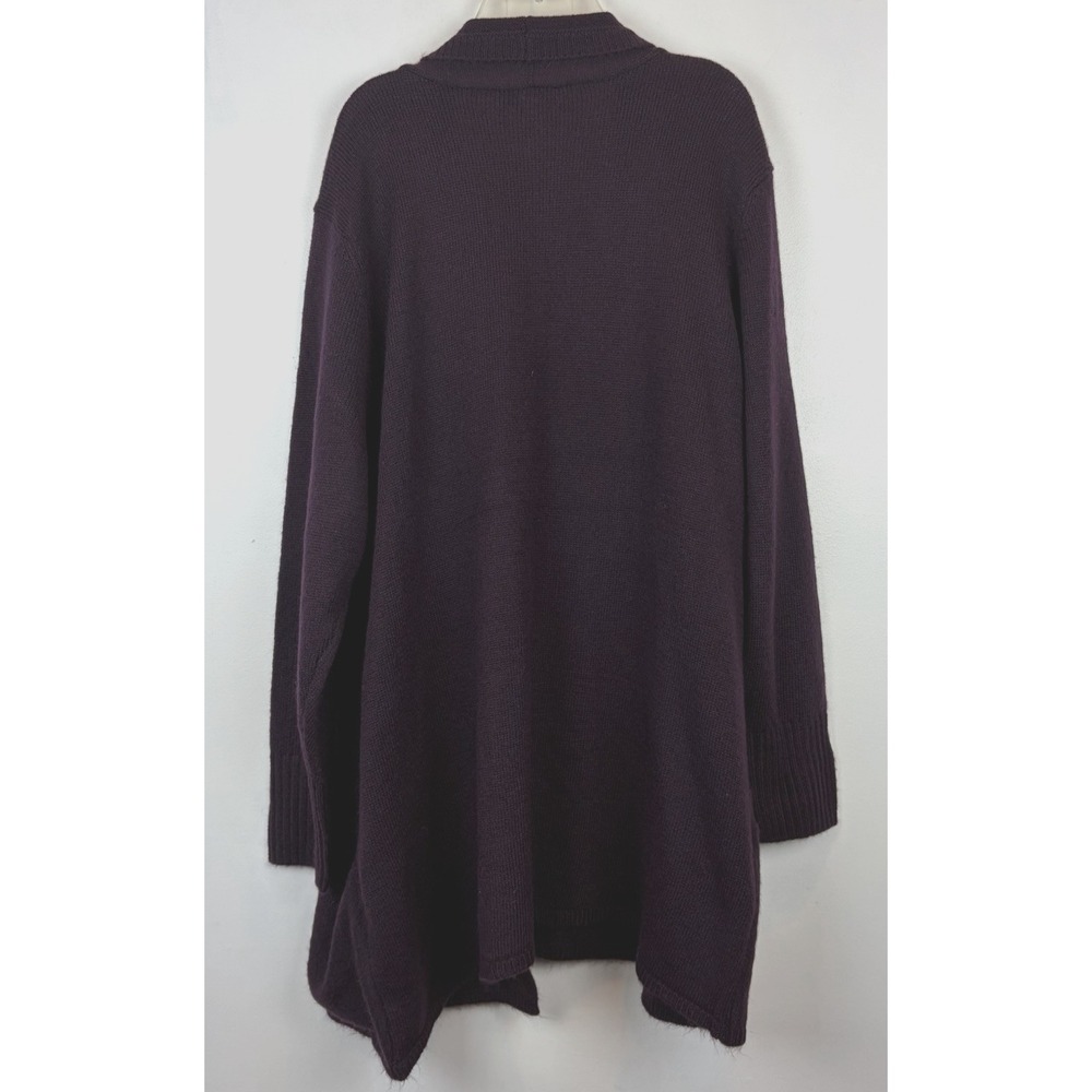 CJ Banks Cardigan Sweater Open Womens 2X Knit Burgundy Pockets Office Career - Picture 2 of 10